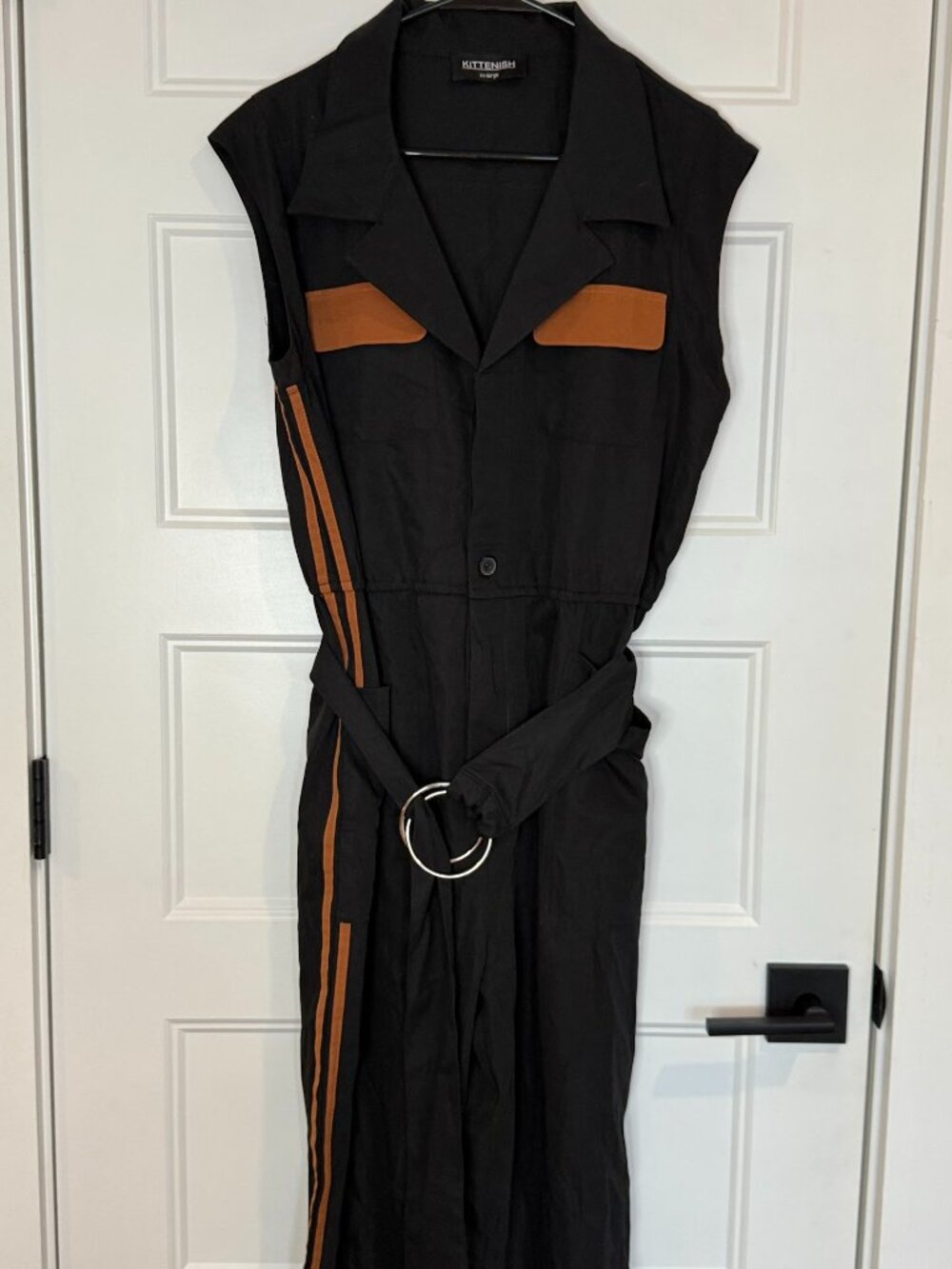 Kittenish Parker Black Belted Utility Jumpsuit Wide Leg (feels like an XL)